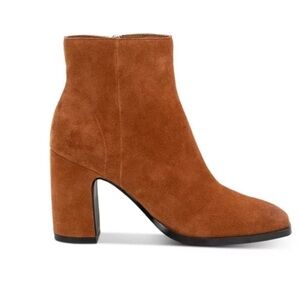 Dolce Vita Brown Cushioned Fiola Square Toe Block Heel Leather Booties Size 7.5